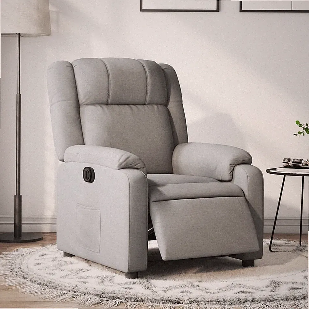 Electric Recliner Chair Light Gray Fabric