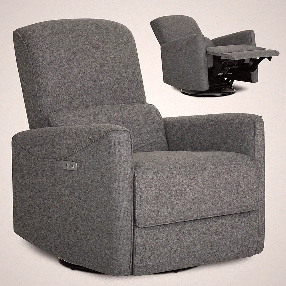 Evolur Belmont Nursery Glider Chair with Massager in Cosmic Grey