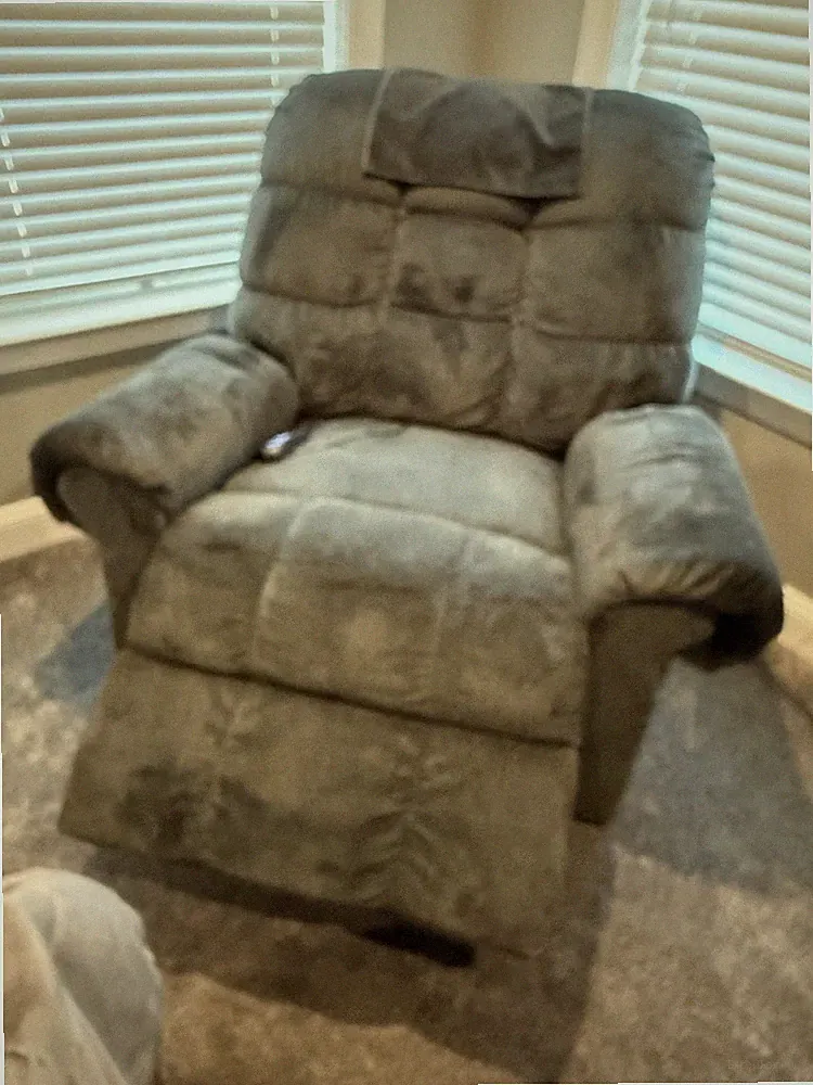Gray Fabric Manual Recliner Armchair High Back Pad Arm Contemporary