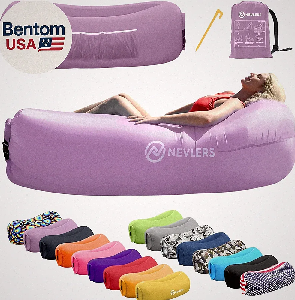 Lavender Inflatable Lounger | 210T Polyester Air Sofa | No-Pump Blow up Couch