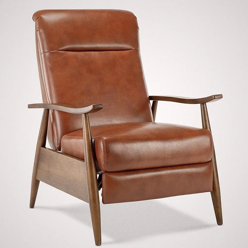Solaris Wood Arm Push Back Recliner - Caramel